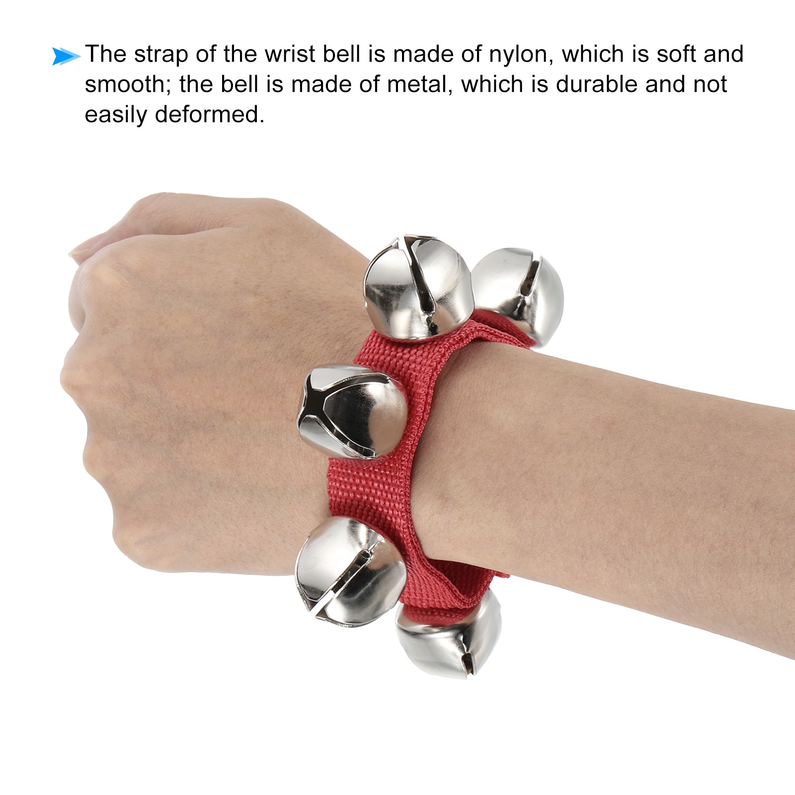 4 Pcs Wrist Bells 11in Ankle Bells Jingle Bells with 5 Silvery Bells Red