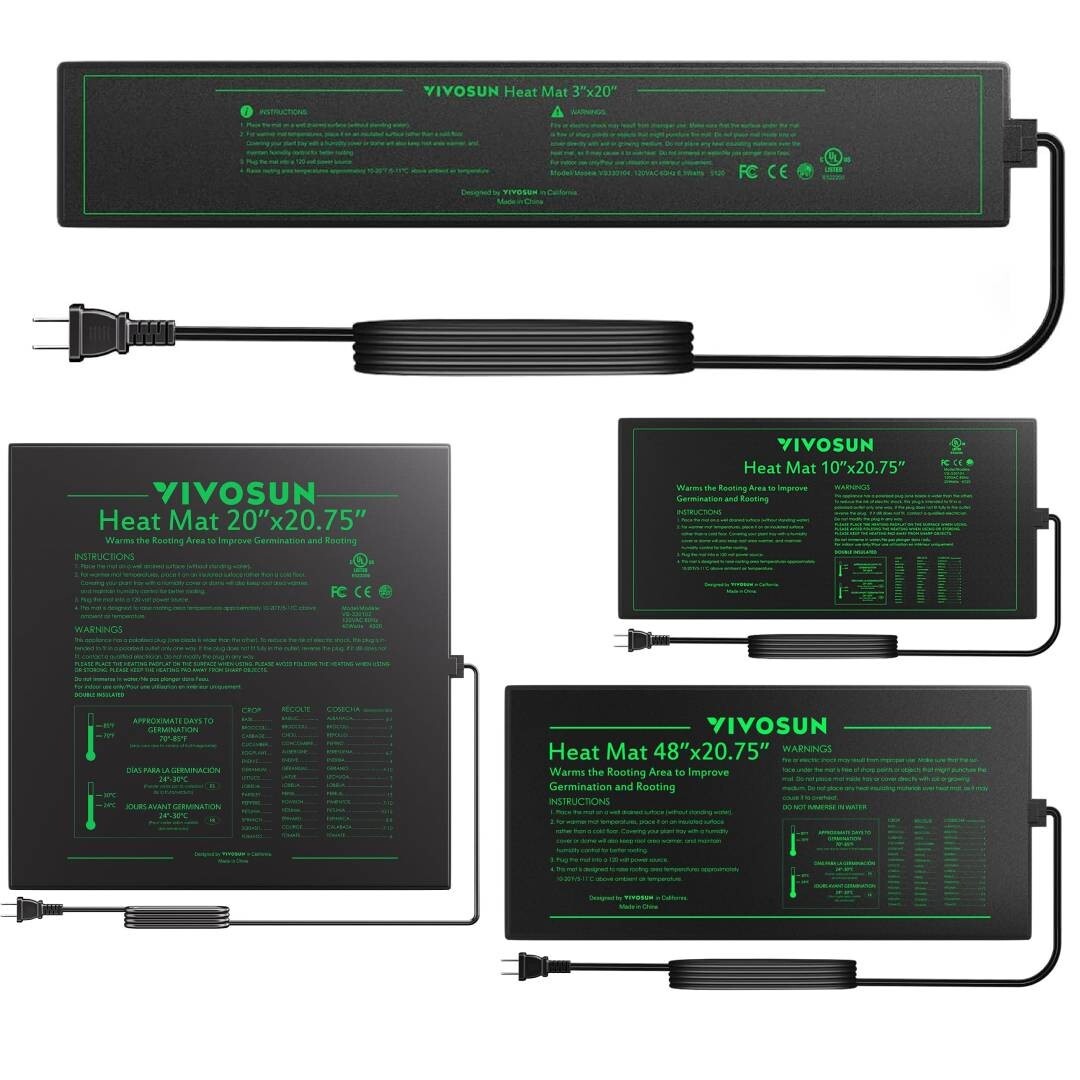 VIVOSUN Durable Waterproof Seedling Heat Mat UL & MET-Certified,6.5/20/40/105W