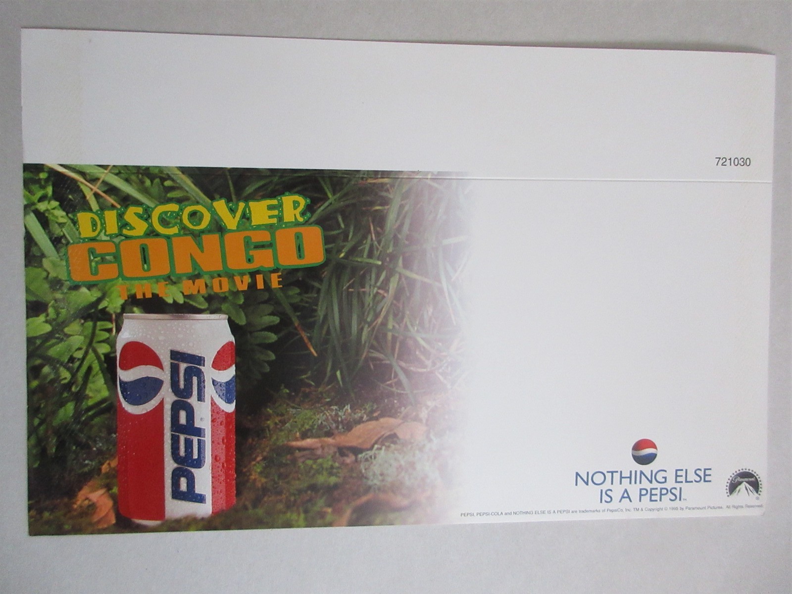 Vintage Pepsi-Cola Pepsi 1995 Display Sign Shelf Tag Discover Congo The Movie