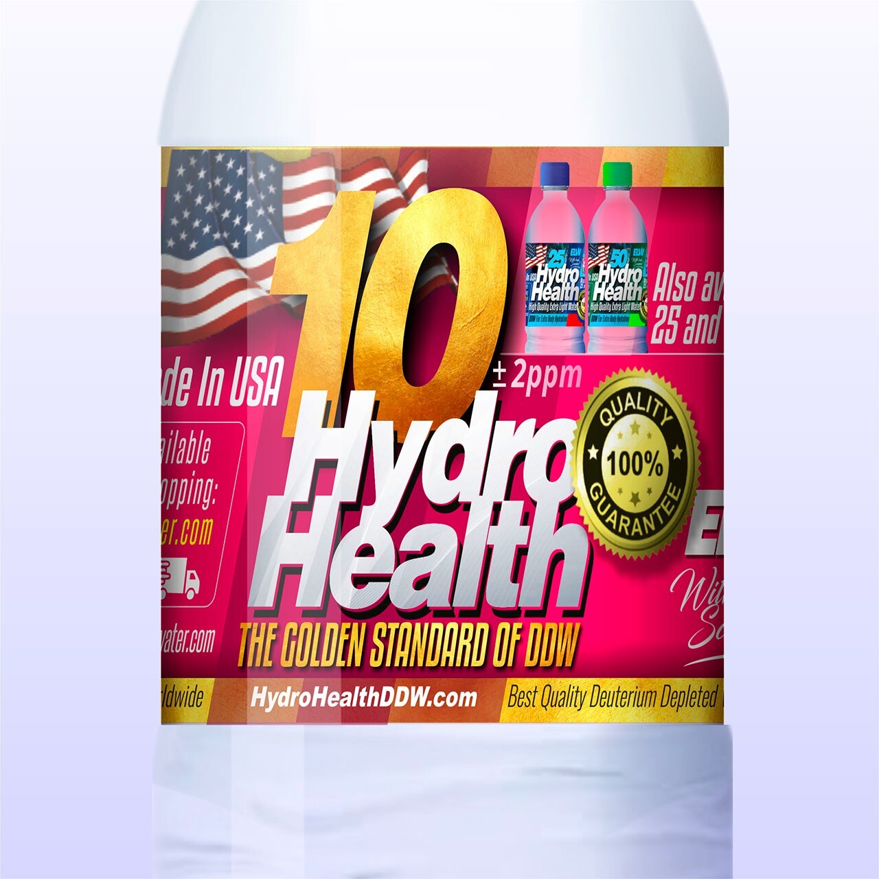 Deuterium Depleted Water 10 ppm Hydro Health 24 pcs x 500ML,free S&H to Cont.US