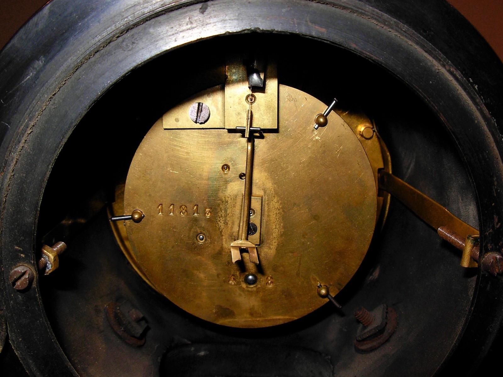 Antique European Black Slate Mantle Clock with Matching Garnitures