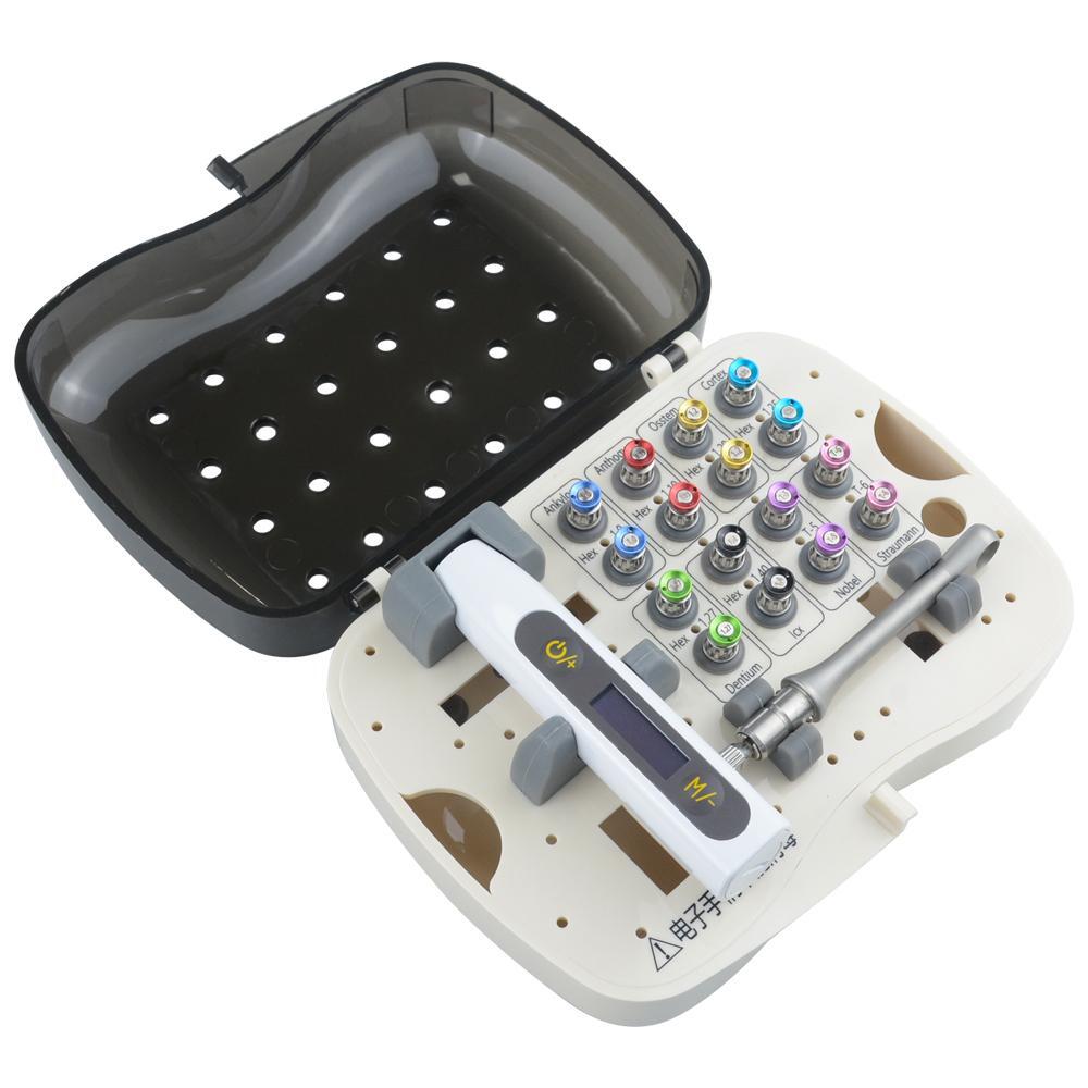 Electronic Dental Implant Universal Prosthetic Kit Torque Wrench 16 Screwdrivers