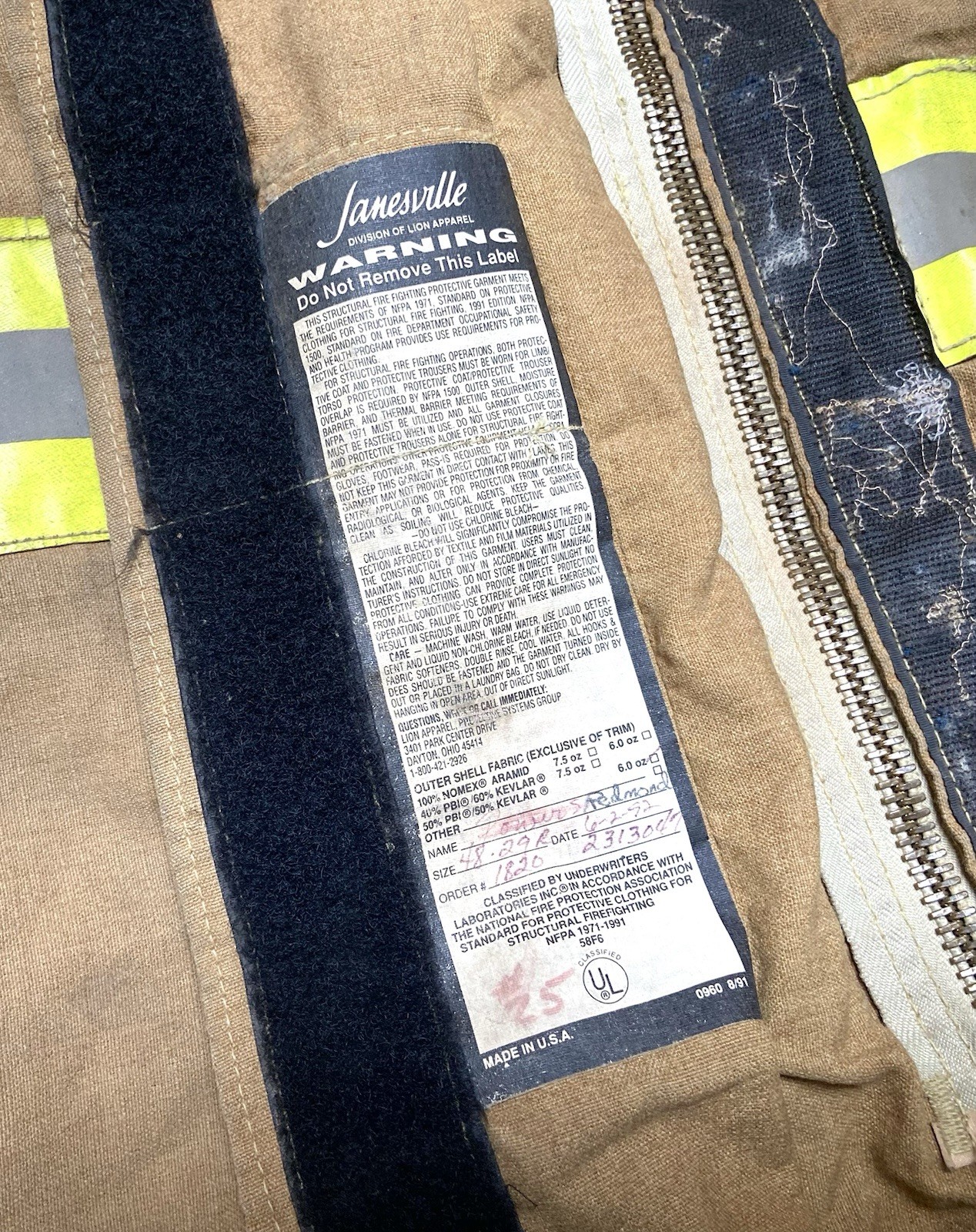 Vintage 80s 90s Janesville Turnout Gear Firefighter Uniform Coat Pants Sz 48/29R