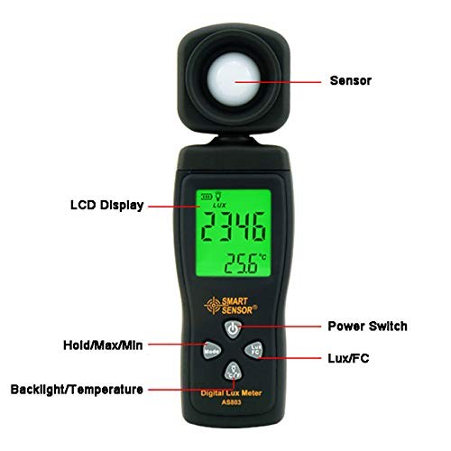 Lux Light Meter for Photography Grow Plants Led Photometer Lighting Intensity Br
