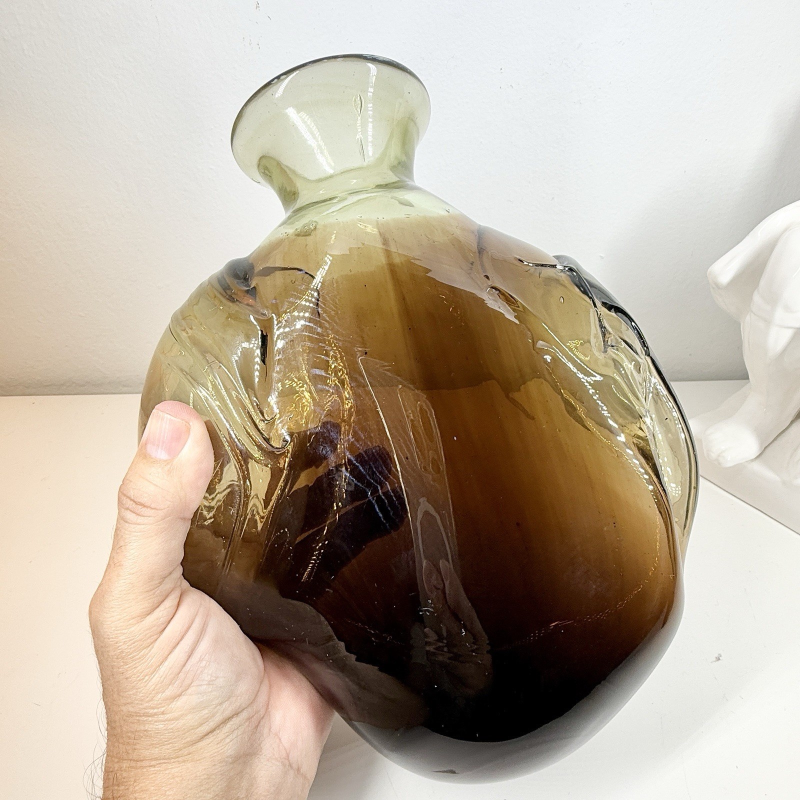 KENT IPSEN Glass VASE Brutalist MCM 1969 Abstract Sculpture Eames Era