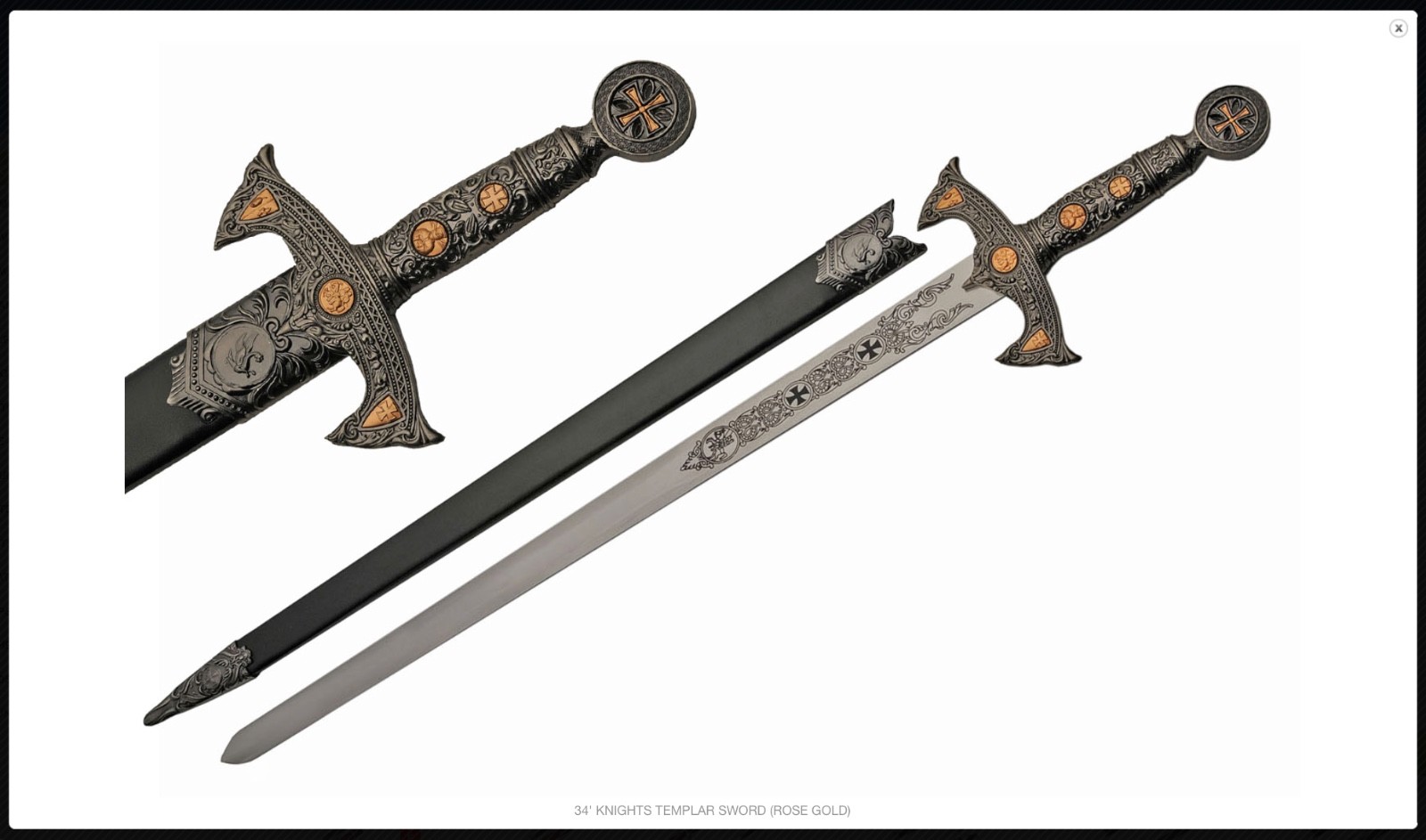 Medieval Templar Knight Crusader 30" Sword with Scabbard Renaissance Cosplay