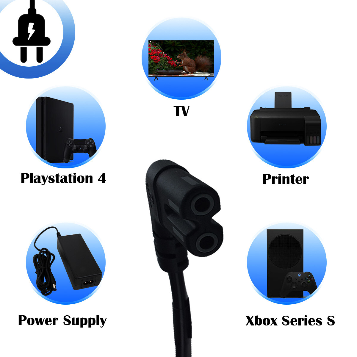 Lot of 1-100 Standard 7A 125V 2-Prong AC Power Cord Cable Samsung 3903-001117