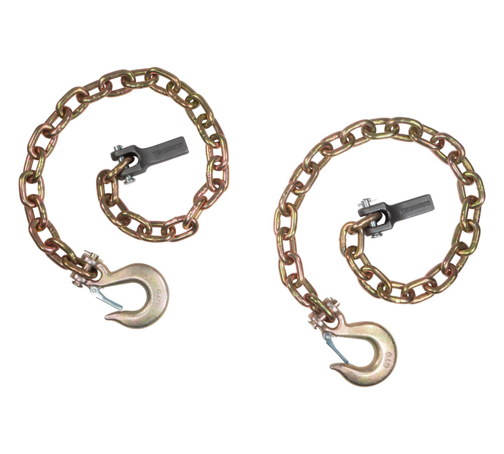 2Pk 36" G70 Trailer Safety Chain w/ 3/8" Clevis Hook & Chain Retainer 6250 # WLL