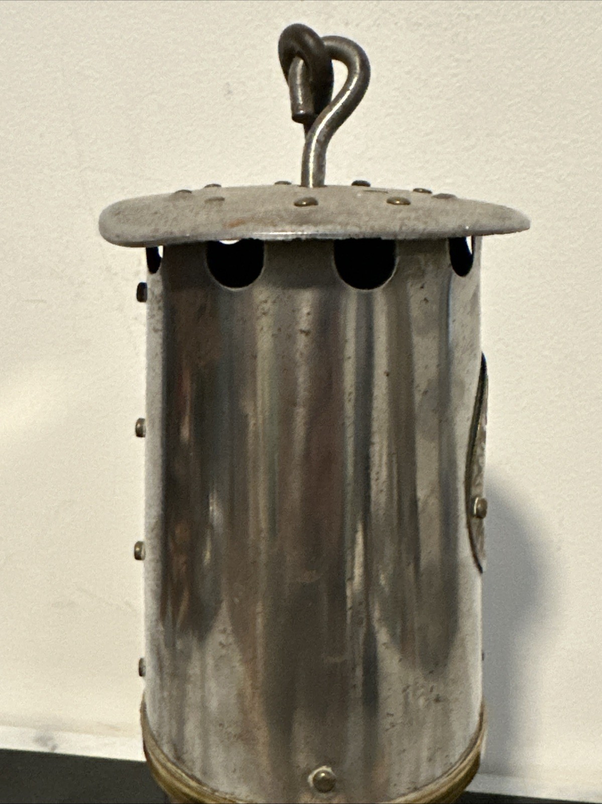 ANTIQUE MINER’S LAMP Merrisal Co. Smethwick Marking Brass Glass Insert READ