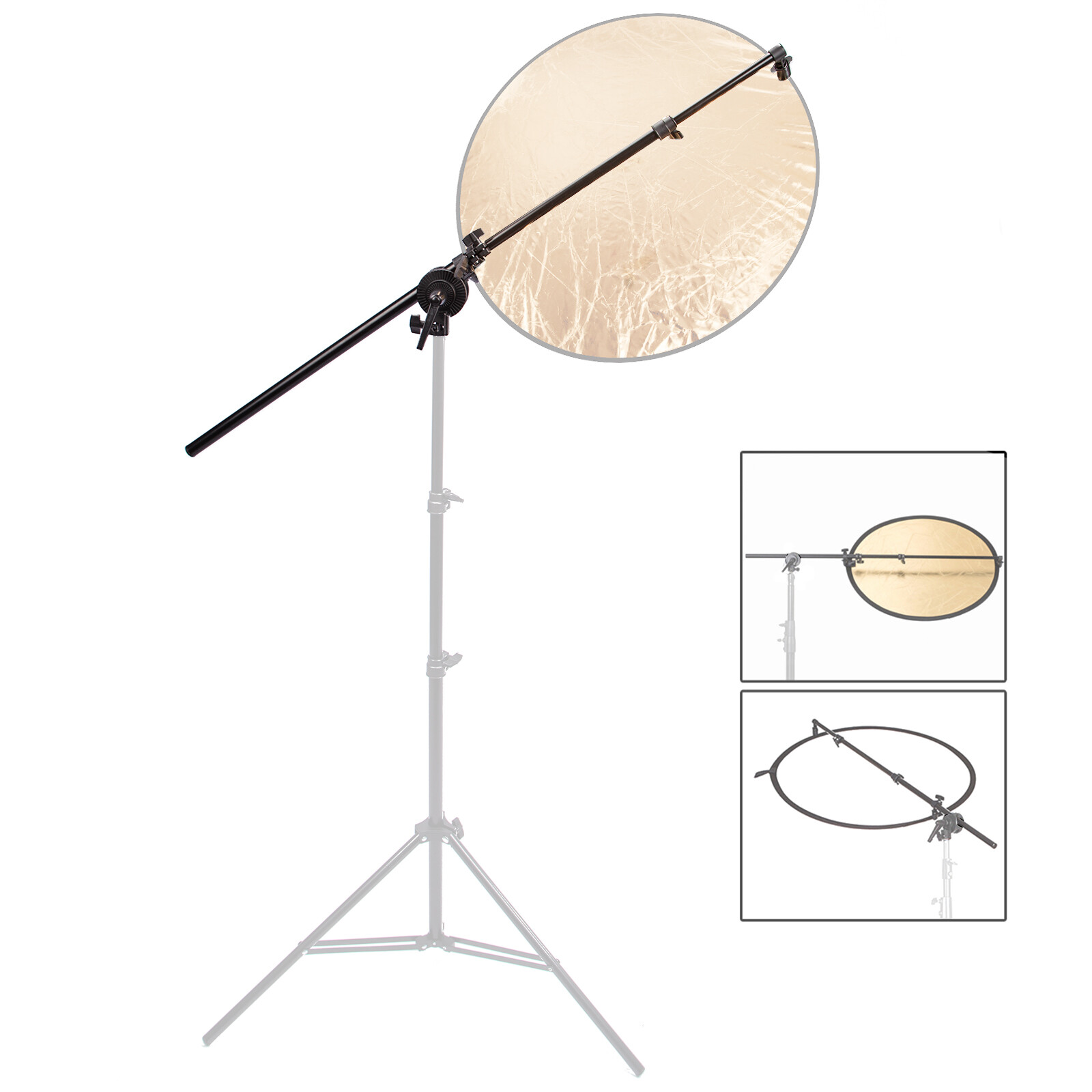 US 174cm Reflector Holder Crossbar PRO Studio Swivel Head Reflector Disc Arm