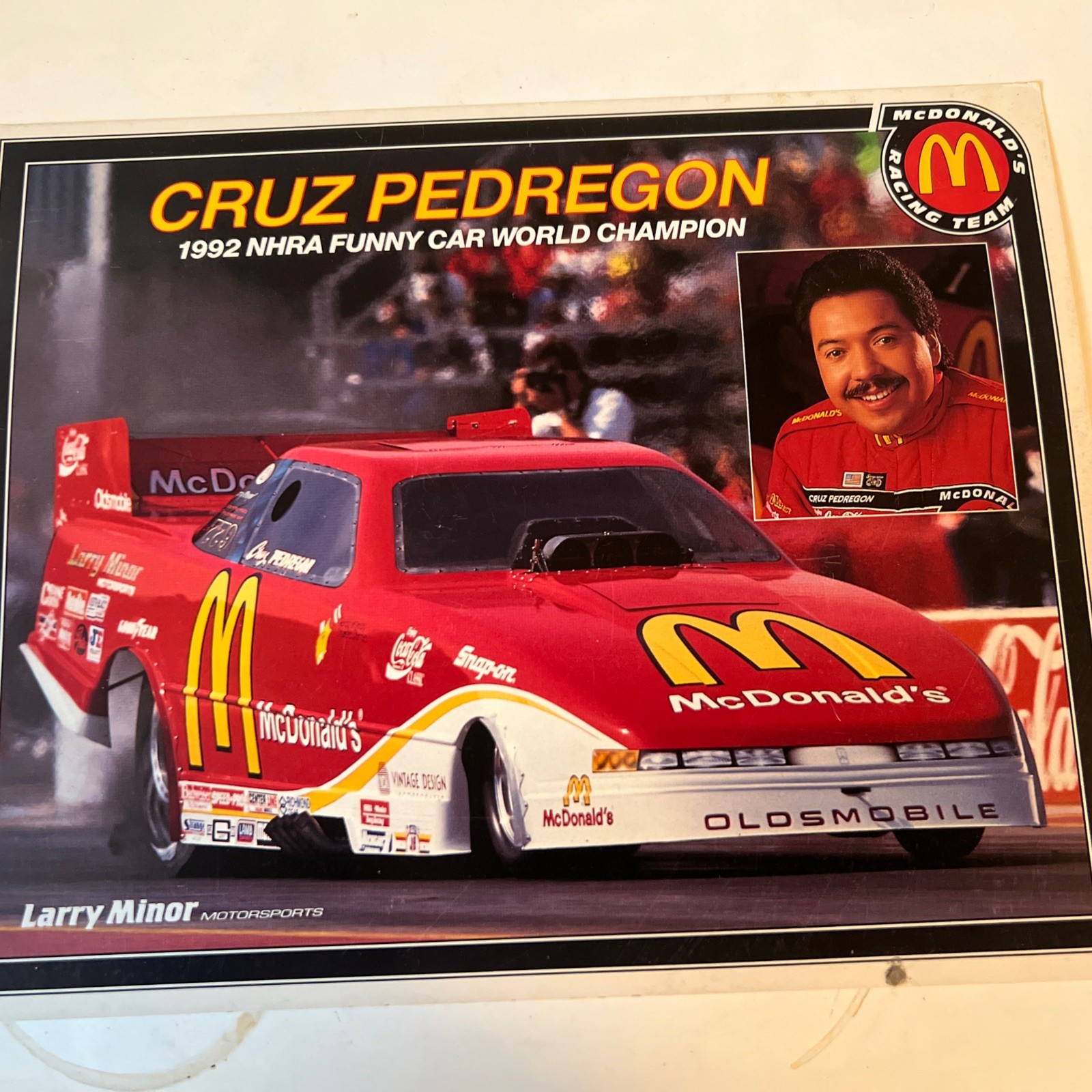 Cruz Pedregon 1992 NHRA Funny Car Champion Autographed Original Photo McDonald's