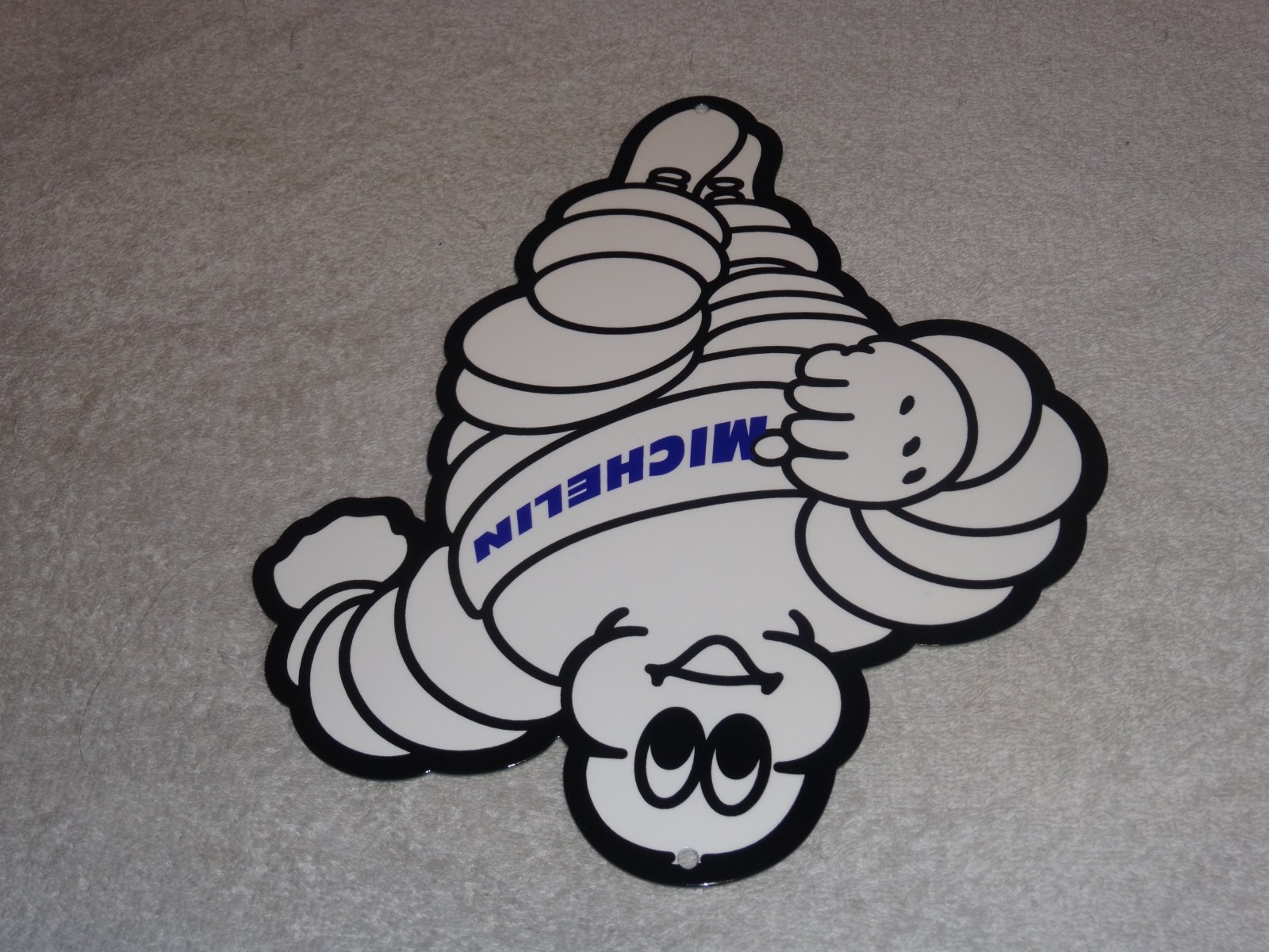VINTAGE MICHELIN MAN TIRES BIBENDUM TIRE 12" PORCELAIN METAL GASOLINE OIL SIGN!