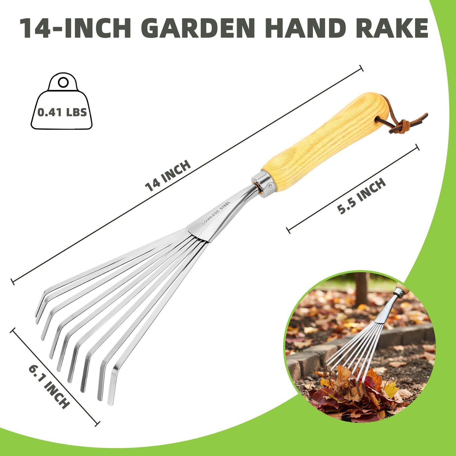 Hand Rakes, Garden Stainless Steel Hand Rake Soil Tiller with Ergonomic Handl...