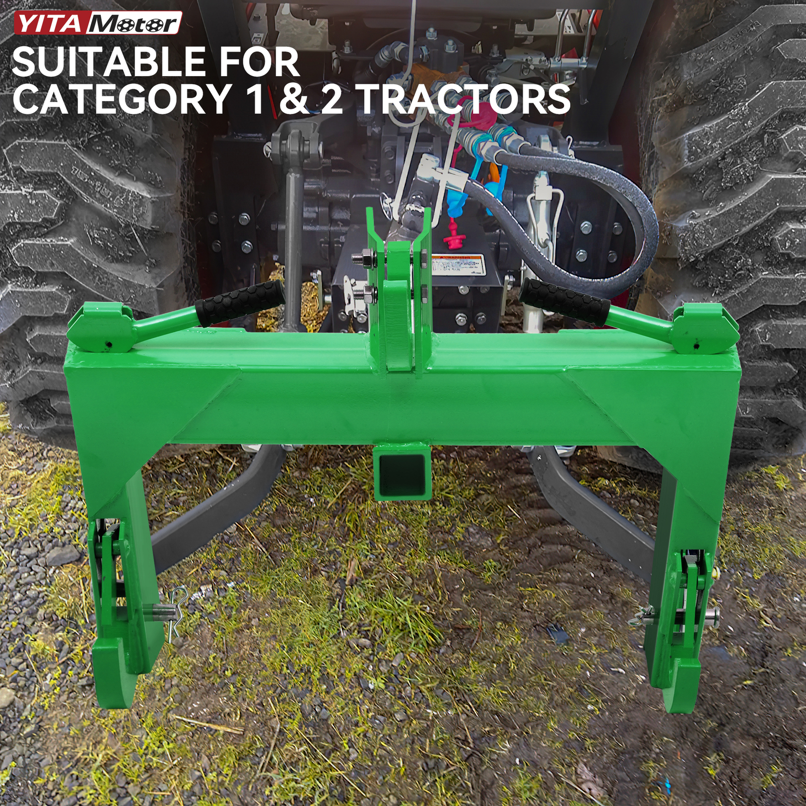 3 Pt Quick Hitch Adapter For Category 1 & 2 W/ Adjustable Bolt Tractor Green US