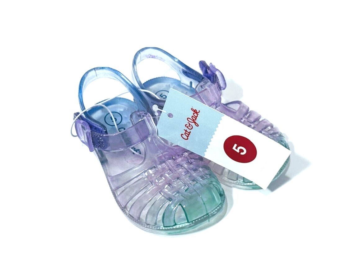 Cat & Jack Toddler Girls Ombre Purple Sunny Jelly Shoes Sandals Sz 5 Little Kids
