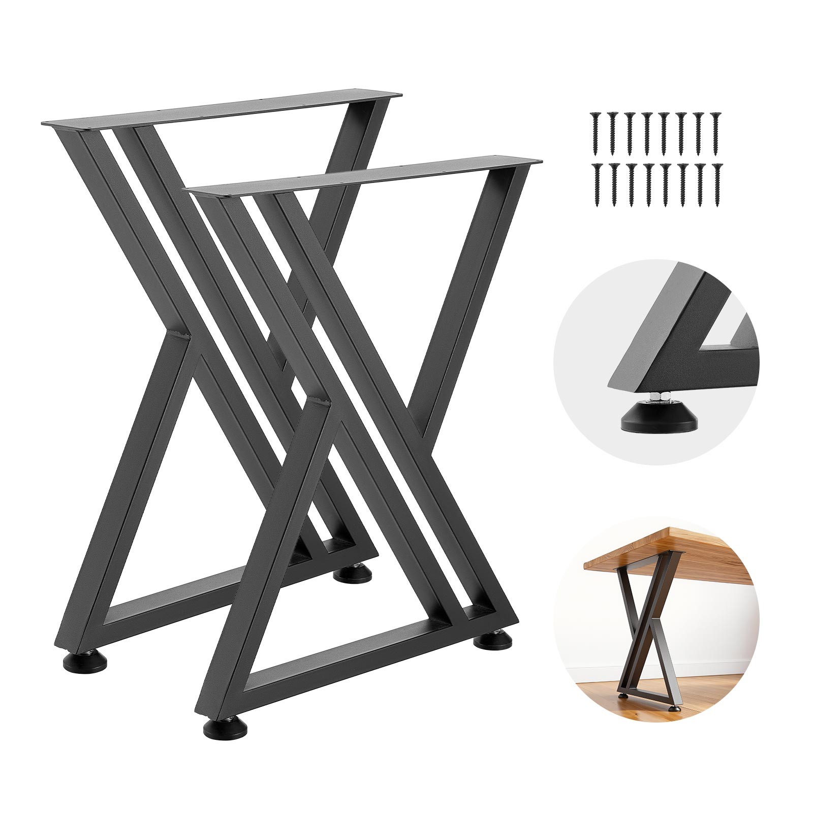 VEVOR Steel Table Legs 29.1 x 24 in 2204 lbs Heavy Duty for Desk Set of 2 Black