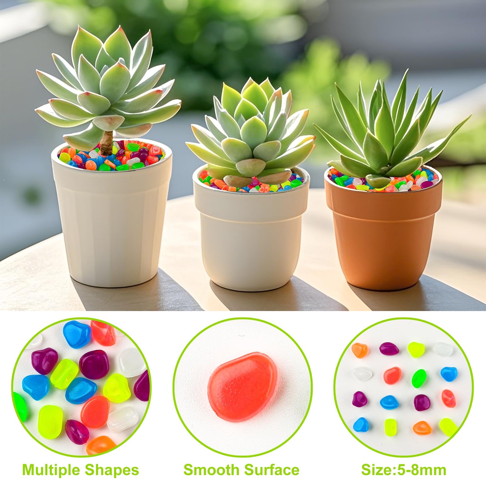 1000pc Glow in The Dark Stones Glow Pebbles for Outdoor Garden Luminous Pebbl...