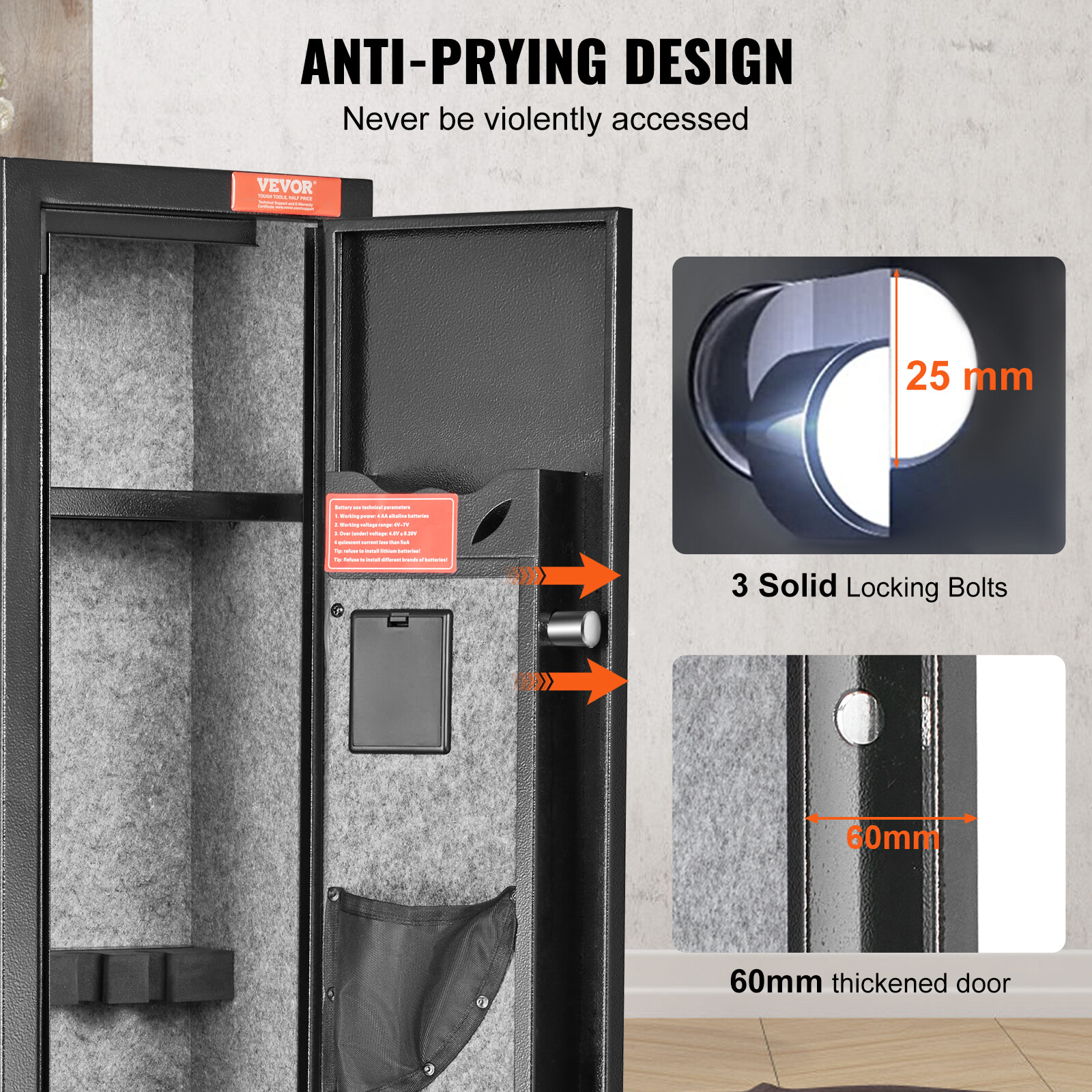 VEVOR Gun Safe Rifle Safe with Digital Keypad & Lock for 3 Rifles and 4 Pistols