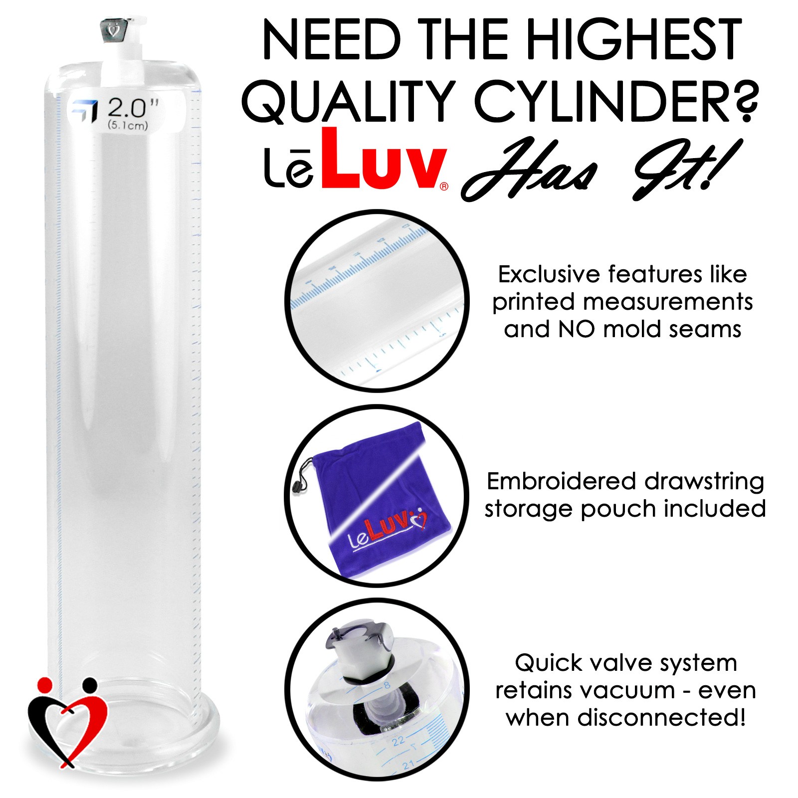 LeLuv Acrylic Cylinder for Penis Pump Untapered 9 & 12 Inch with Female Valve
