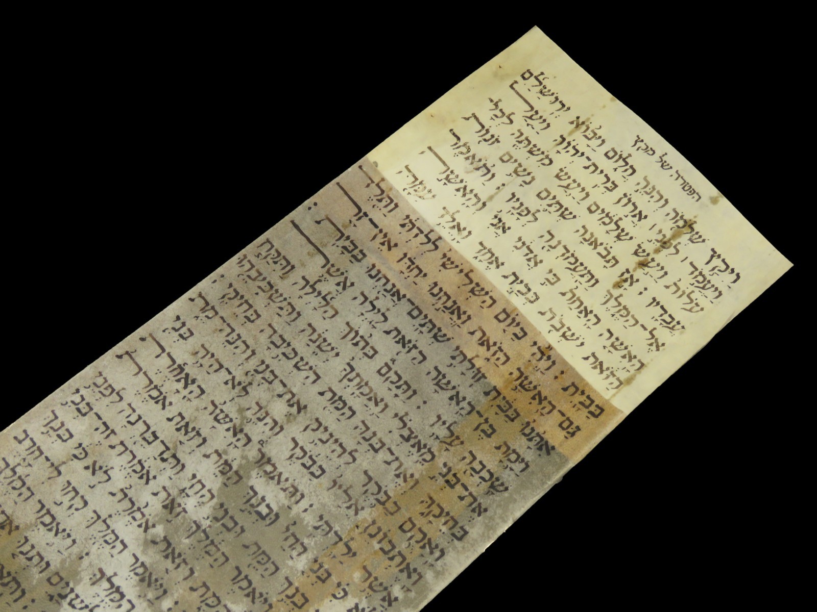 ANCIENT BIBLE SCROLL MANUSCRIPT FRAGMENT ON PARCHMENT I Kings Italy 19th.