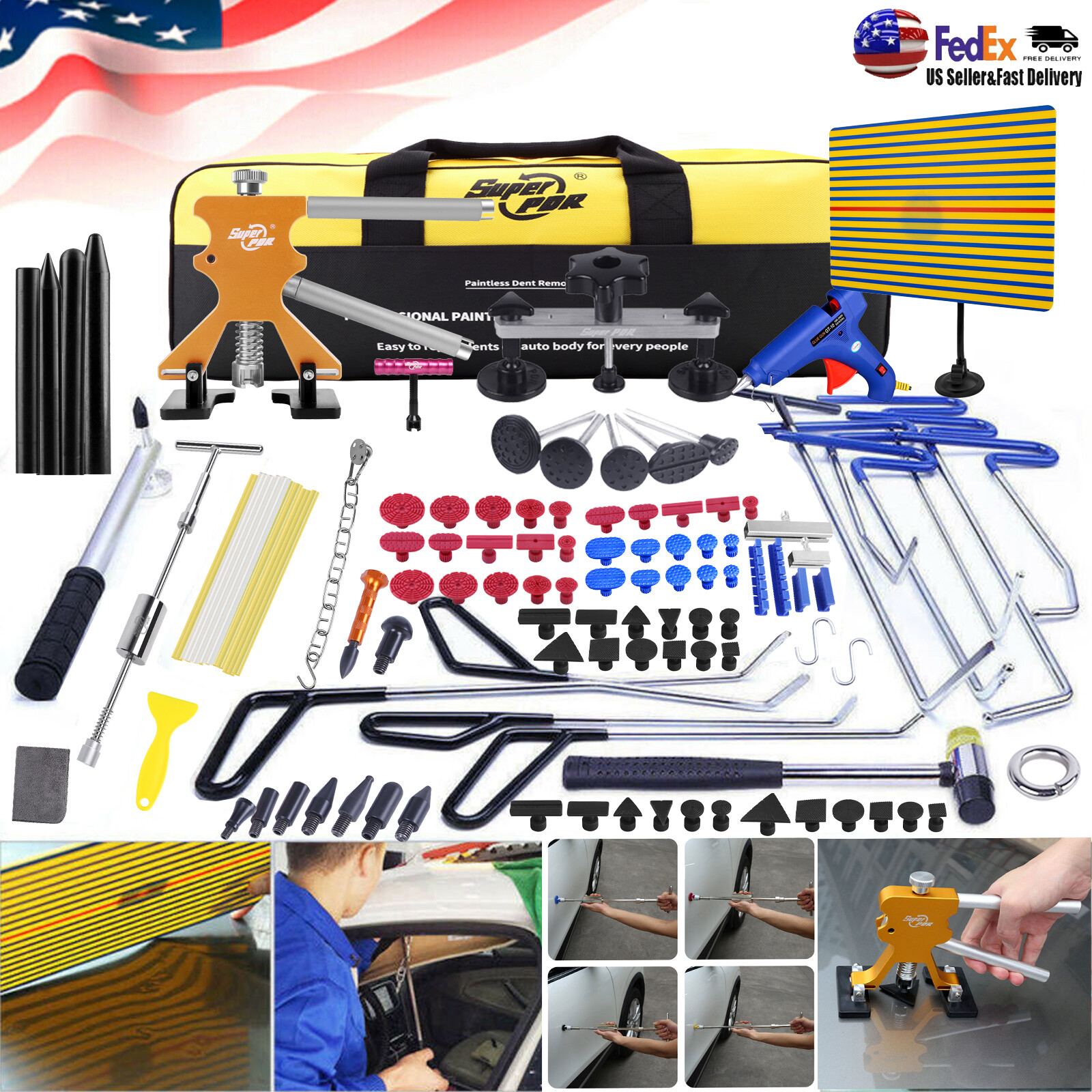 PDR 116Pcs Paintless Dent Removal Rods Stainless Steel Tool Kit Dent Repair kit