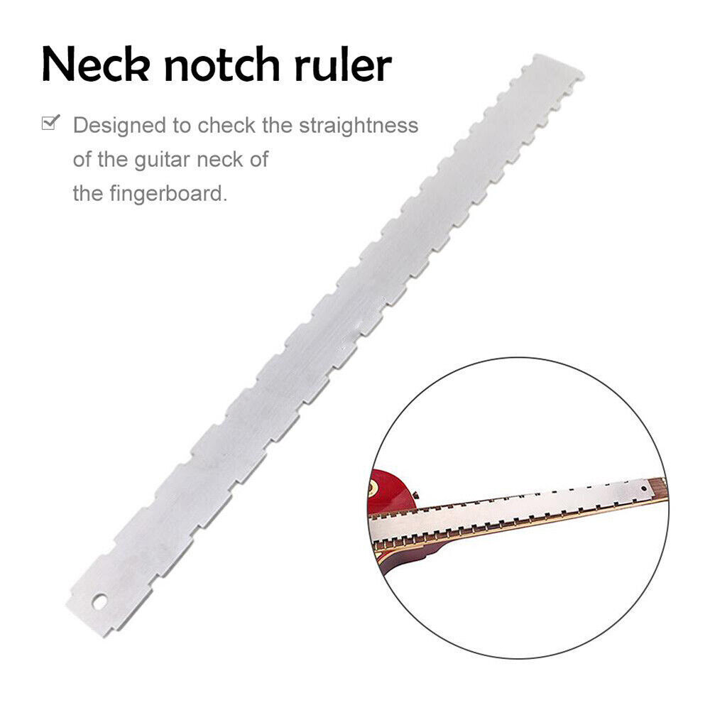 Guitar Neck Notched Ruler Fingerboard Straight Edge Check Fret Luthier Tools Kit