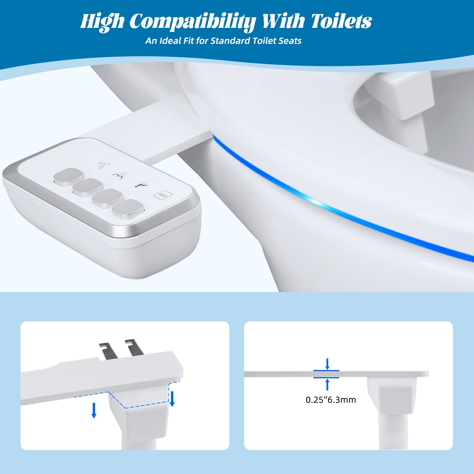 Hibbent Bidet Attachment for Toilet Dual Nozzle Adjustable Pressure Non-Electric