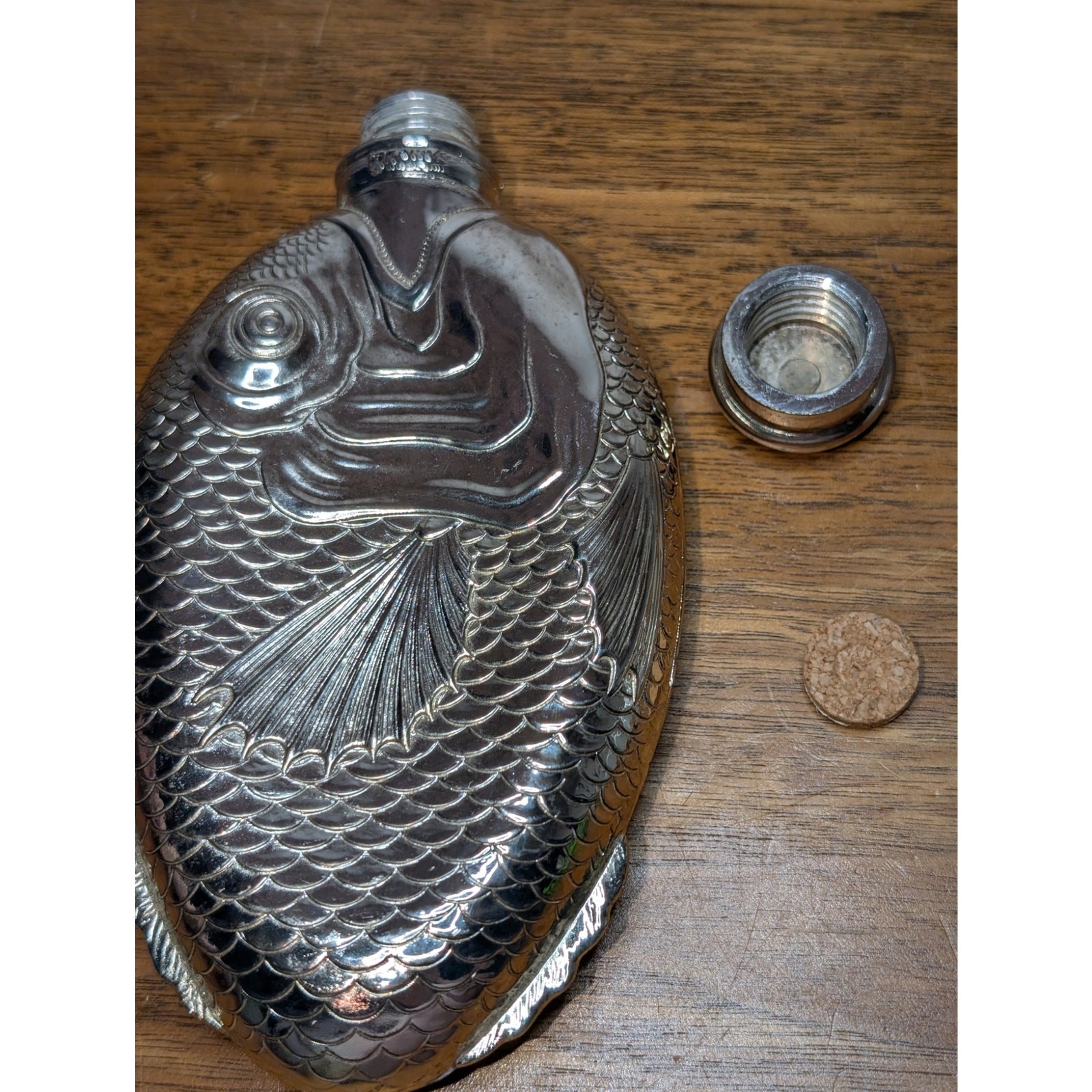 Vintage TOWLE Silverplate Fish Liquor Flask 6"