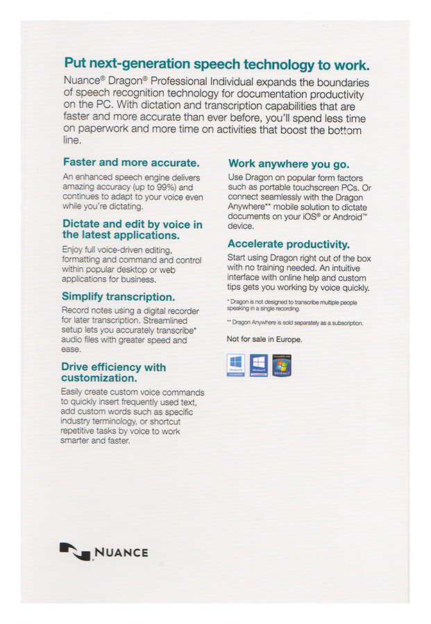 Nuance Dragon Professional Individual 15 - Retail Box w/ Headset, K809A-G00-15.0