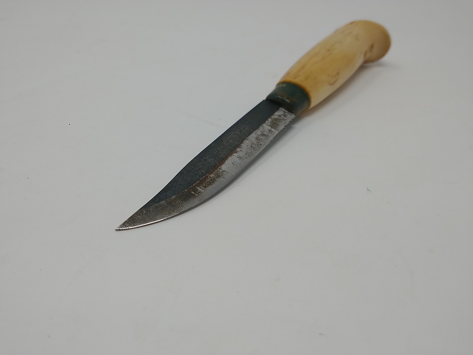 Vintage Yllas Finnish Puukko Sami Knife with Reindeer Fur Sheath