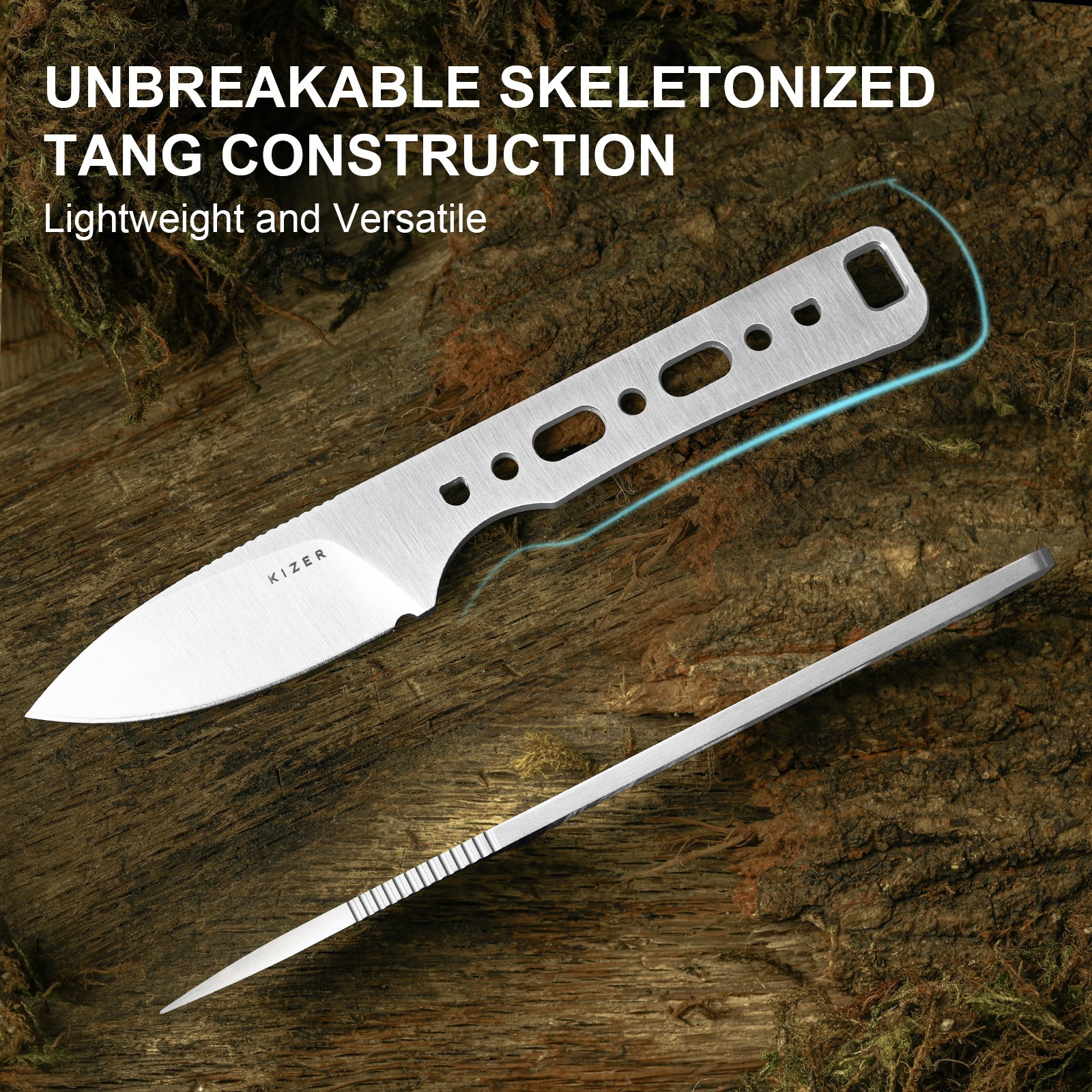 Kizer Whiskey Jack Fixed Knife AEB-L Blade G10 & Damascus G10 Handle With Sheath