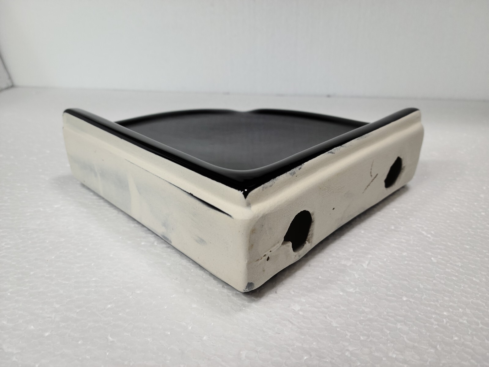 Vintage Black Ceramic Shower Tile Corner Tray Soap Dish Shampoo Holder Caddy