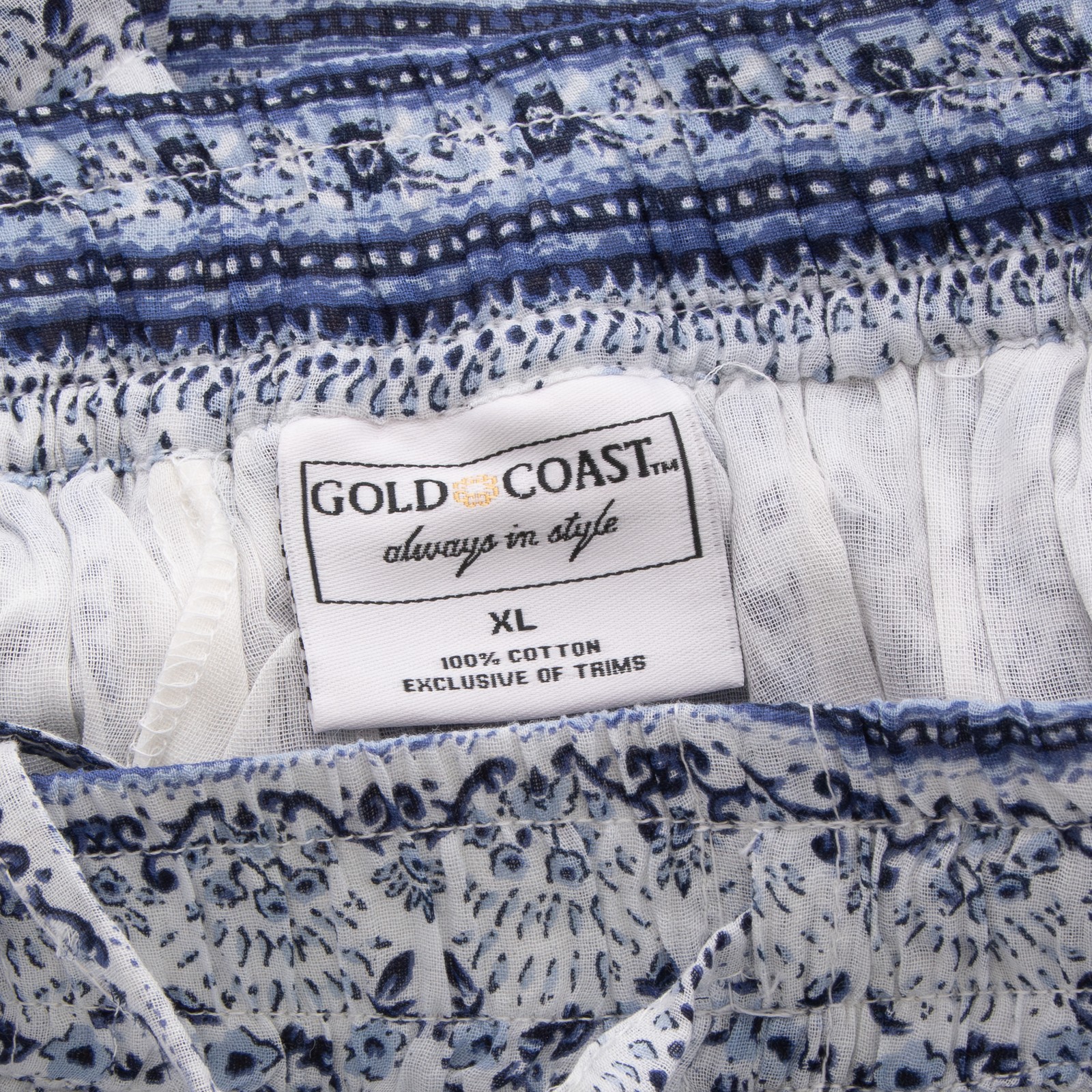 Gold Coast Boho Inspired Women's Maxi Skirt in Blue & White Floral, XL