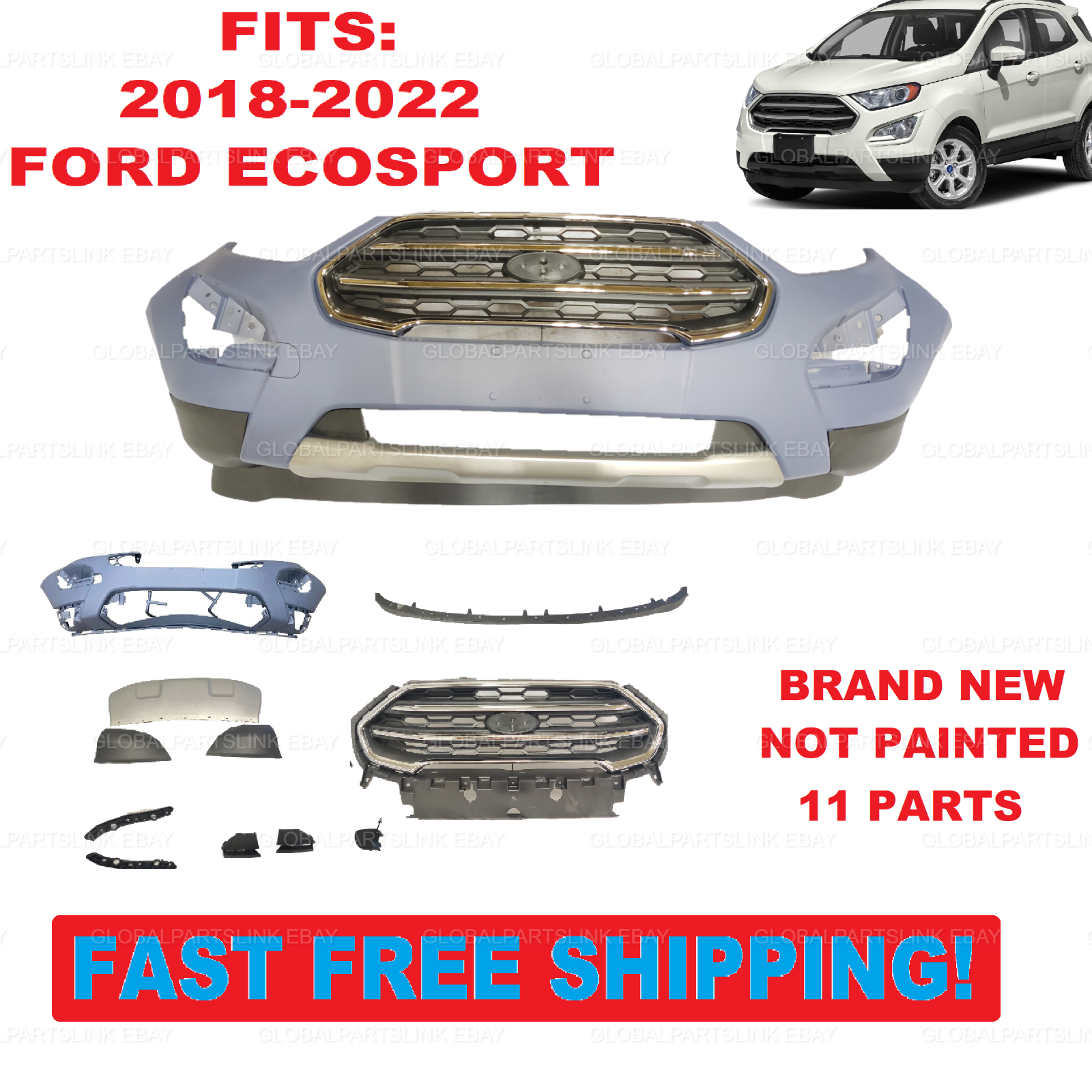 2018 2019 2020 2021 2022 FITS FORD ECOSPORT ECO SPORT BUMPER SET GRILLS