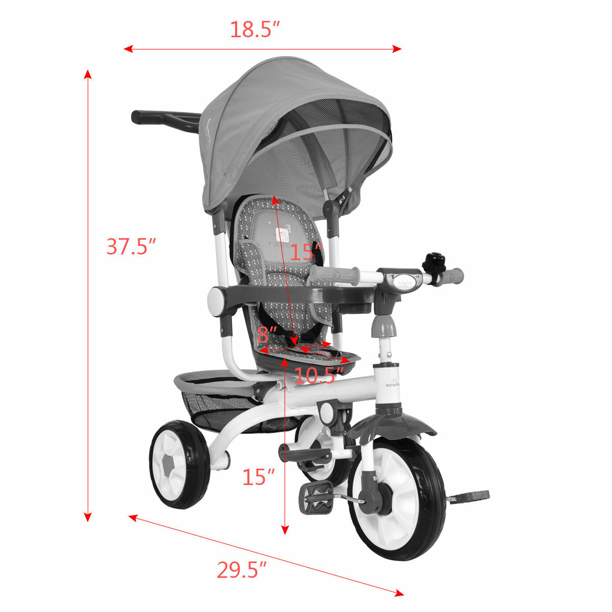 Blue Baby Stroller Tricycle Detachable Learning Toy Bike