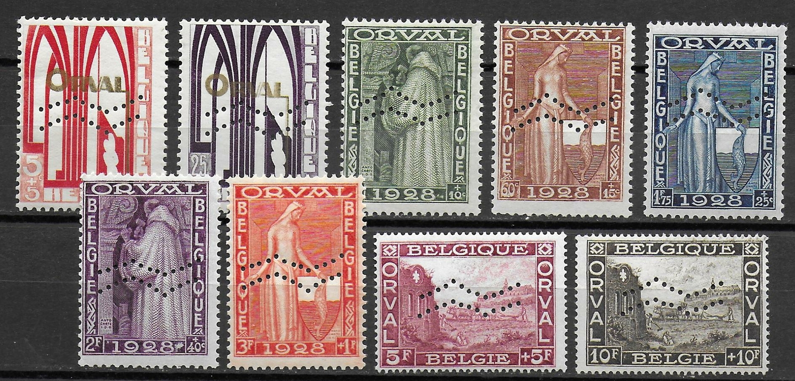 Belgium stamps 1929 OBP PR21-PR29 PhotoAttest Albert Michaux MNH VF