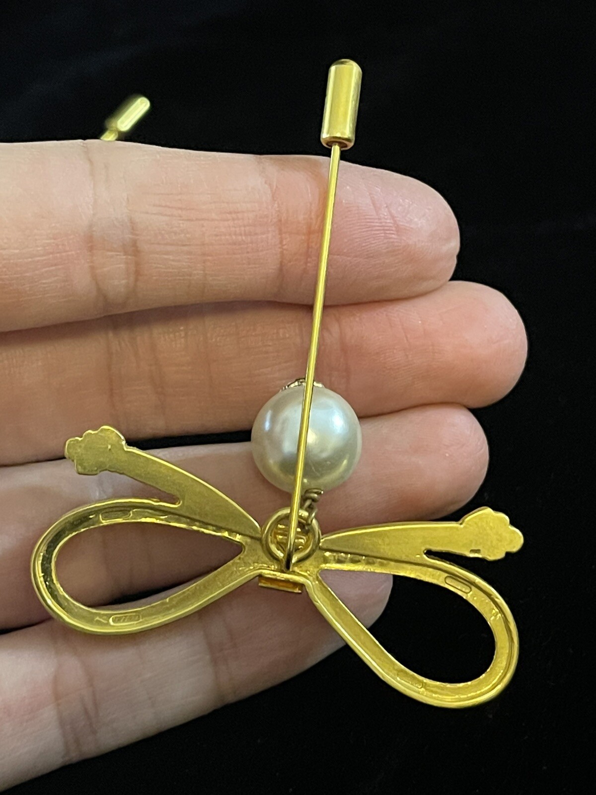 SALVATORE FERRAGAMO Vintage Bow with Faux Pearl Pin Lot of Two