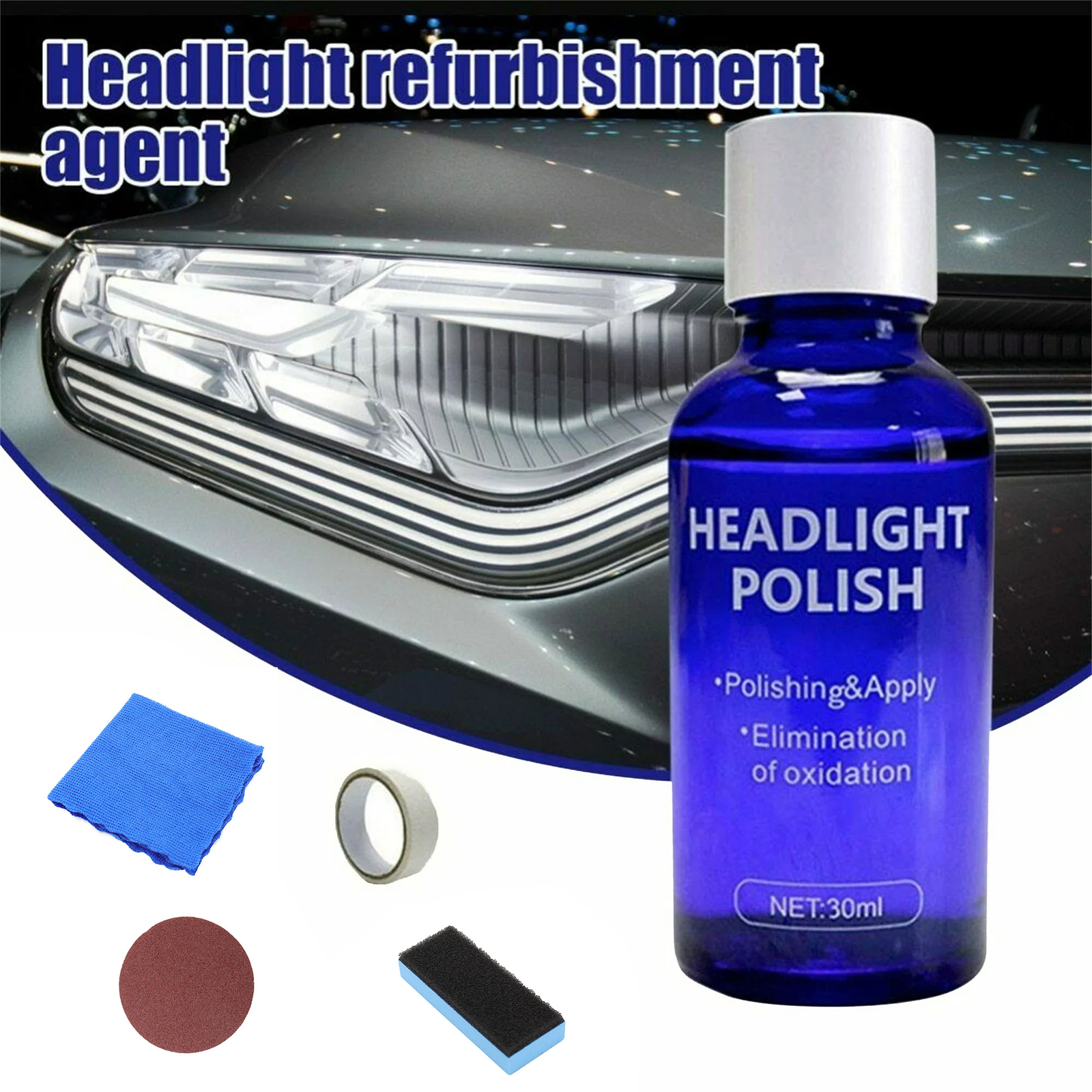 Pro Car Headlight Lens Restoration Repair Kit Polish Cleaner Cleaning Tool
