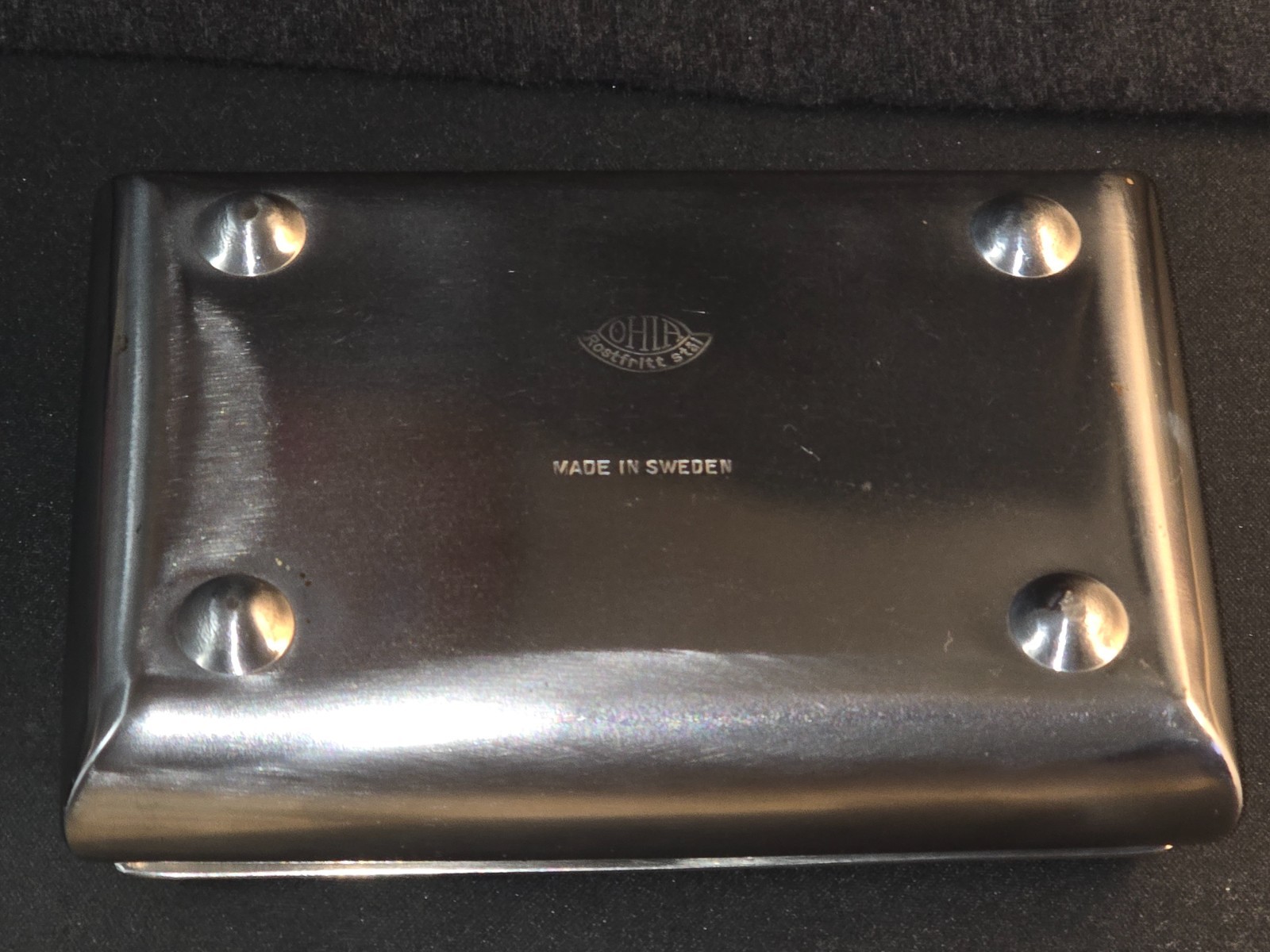 1950s Ohia Rostfritt Stal (Stainless Steel) & Teak Cigarette/Trinket Box Sweden