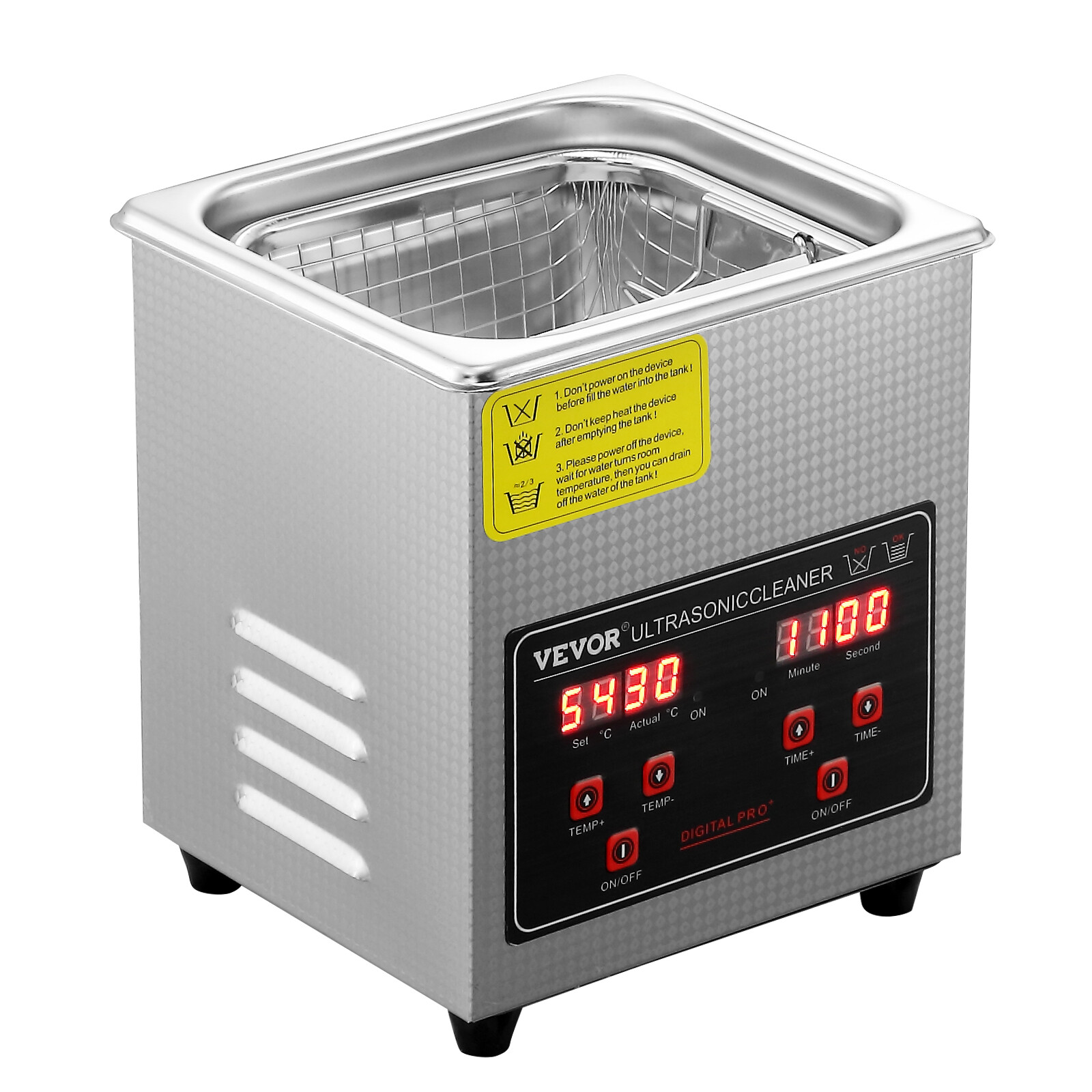 VEVOR 2L Ultrasonic Cleaner with Timer Heating Machine Digital Sonic Cleaner