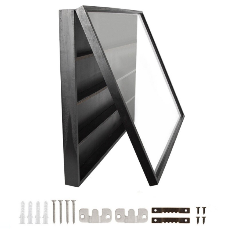 Sports Card Display Case 36 Graded Cards Baseball Wooden Frame UV Protection