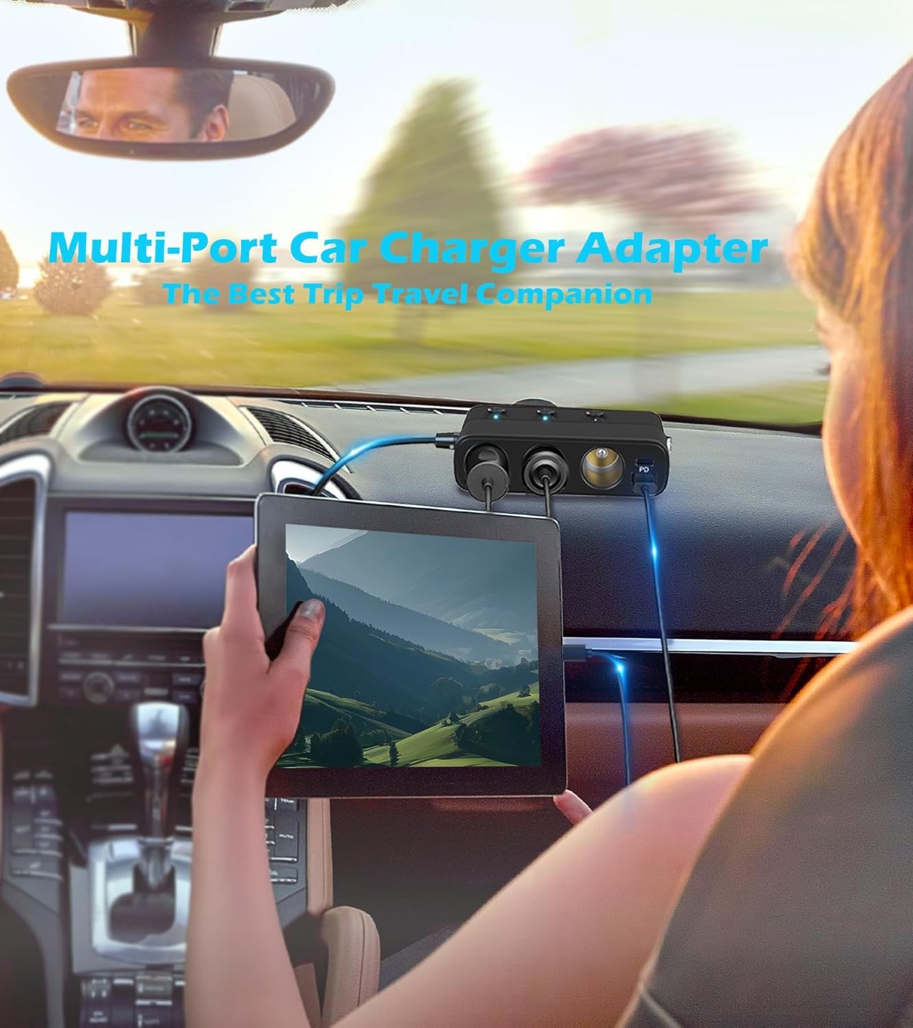 3 Way 12V/24V USB Car Cigarette Lighter Socket Splitter Power Adapter Charger