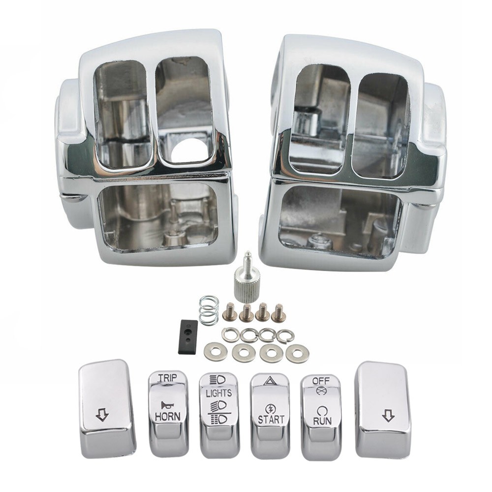 Chrome Switch Housing Cover 6PC Switch Caps For Harley Sportster V-Rod Softail