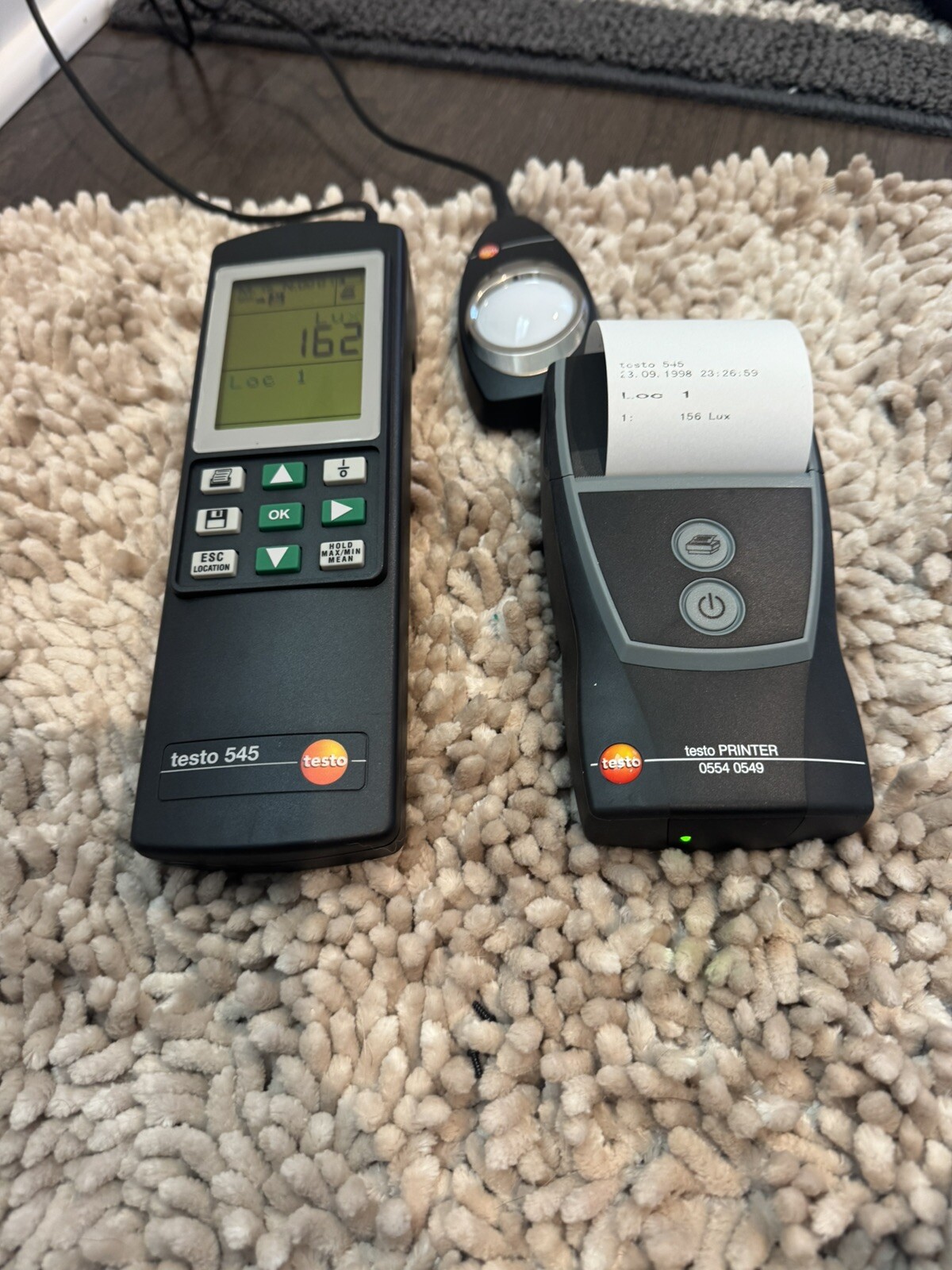Testo 545 Illuminance Meter Photometer Printer 0554 0549