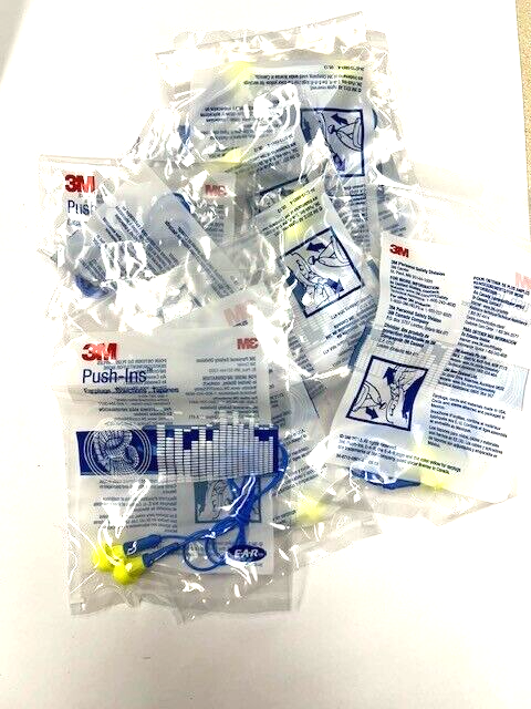 3M PUSH-IN CORDED EAR PLUGS NRR 28DB #318-1003 - 10 PAIRS - NEW!