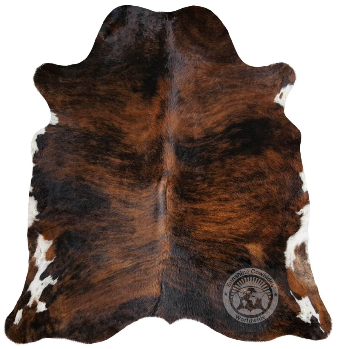 Brindle Dark Genuine Cowhide Rug - Size 6x6’ - Top Quality