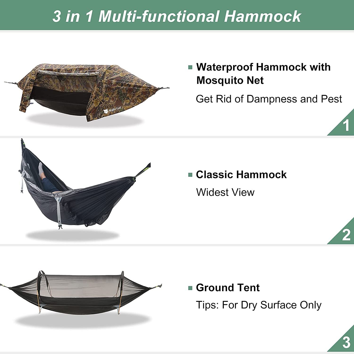 2 Person Hammock Tent With Bug Net and Rain Fly For Camping Hiking Hanging Bed