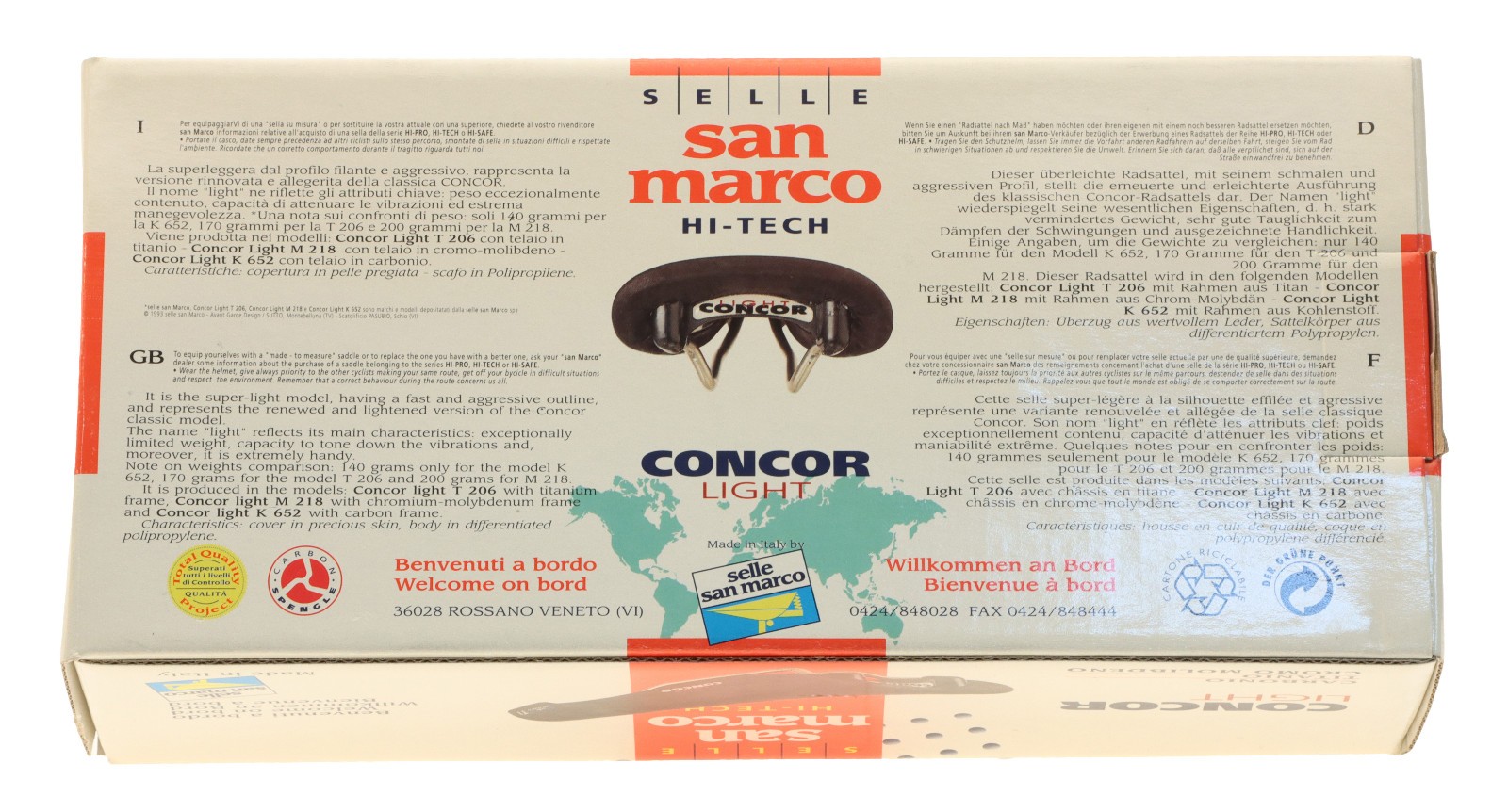 Selle San Marco Concor Light Saddle Carbon Rails Black Gray Pattern NIB NOS NEW