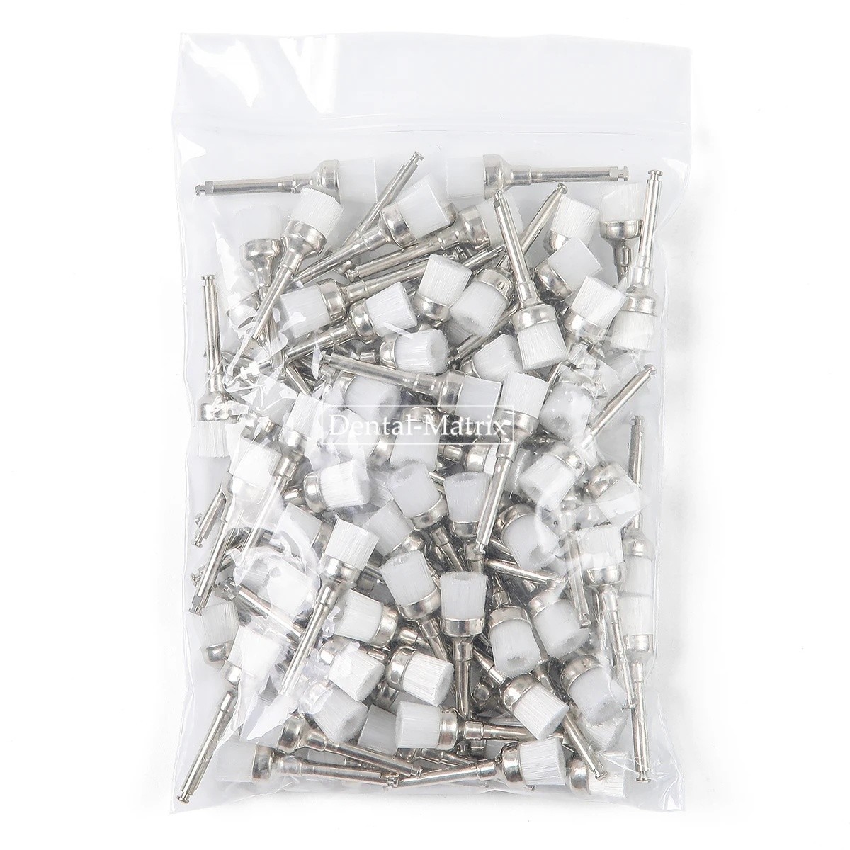 100 Pcs Dental White Nylon Brushes Latch Flat Polishing Polisher Prophy Brush