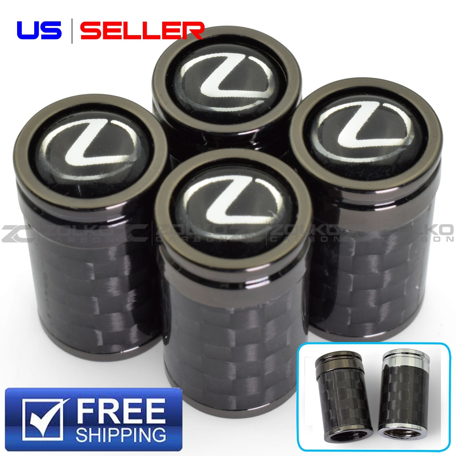VALVE STEM CAPS WHEEL TIRE CARBON FIBER 4PC 2 COLOR OPTION - VC02 VC27
